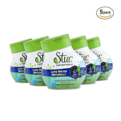 Stur - Natural Water Enhancer, Blue and Blackberry (5 Bottles, Makes 100 Flavored Waters) - Sugar Free, Zero Calories, Kosher, Keto Friendly Liquid Drink Mix Sweetened 
with Stevia