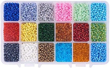 Liebsup 9000pcs Seed Beads 18 Multicolor for DIY Beading Projects, Bracelets, Necklaces, Earrings & Other Jewelries, Diameter 3mm Hole 1mm (Multicolor)