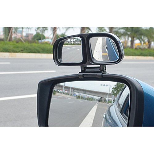 1 Set Car Auxiliary Chrome Blind Spot Mirror, ECLEAR Universal Rear Side 360°Wide Angle View Mirrors for Vehicle Suv Truck Motorcycle Fit Stick-on Design, Black