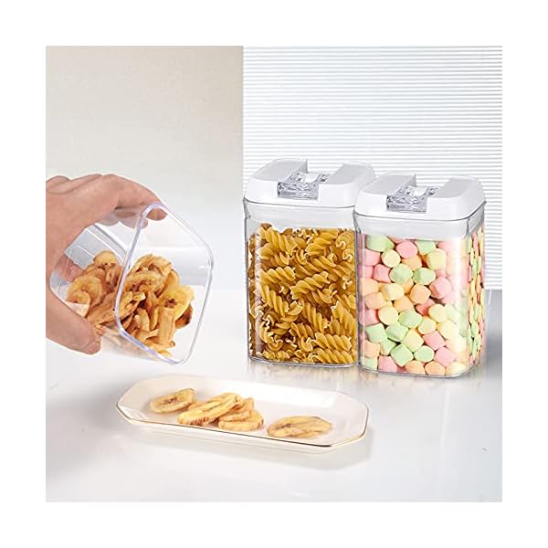 VIVILINEN-Airtight-Food-Storage-Container-Set-Stackable-Kitchen-Storage-with-Lids-Ideal-for-Cereal-Spaghetti-Pasta-Candy-Snacks-for-Keeping-Food-Dry-FreshSet-of-4-08L VIVILINEN Airtight Food Storage Container Set- Stackable Kitchen Storage with Lids Ideal for Cereal Spaghetti Pasta…
