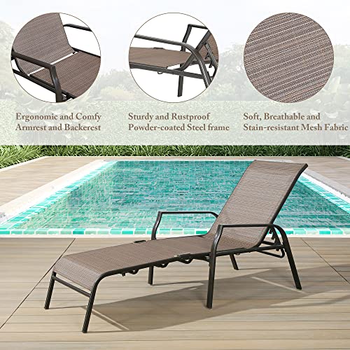 PATIO TREE 2Piece Folding Textilene Mesh Sling Outdoor Chaise Lounge