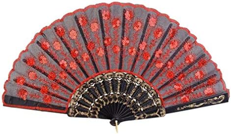 Pinsjar Peacock Flower Pattern Folding Fan Handheld Hand Fan Elegant Decorative Fan Wedding Gift for Women Girls