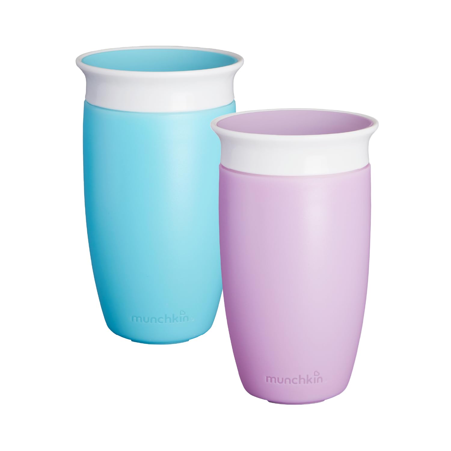 Munchkin Miracle 360 Cup, Baby and Toddler Sippy Cup, Ideal Sippy, Water and Weaning Cup 12+ Months, 10 oz/ 296 ml, 2 Pack, Purple & Blue