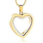 zeqingjw Glass Cremation Jewelry Necklace for Ashes Heart Memorial Lockets for Ashes Stainless Steel Keepsake Urn Ashes Pendants