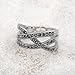 dnswez Vintage CZ Criss Cross Rings for Women Black Marcasite Stone Statement Chunky Rings with Intertwined Cable Wire