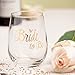 Bride to Be Stemless Wine Glass with 22k Liquid Gold Lettering, 17oz