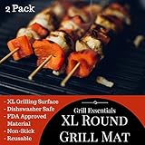 ON SALE - XL Grill Essentials Round Grill Mat - Set of 2 Nonstick BBQ Grilling Mats - 15.7 Inches - NEW AND IMPROVED!