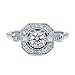 BERRICLE Sterling Silver Art Deco Cubic Zirconia CZ Fashion Ring for Women, Rhodium Plated Size 4-10