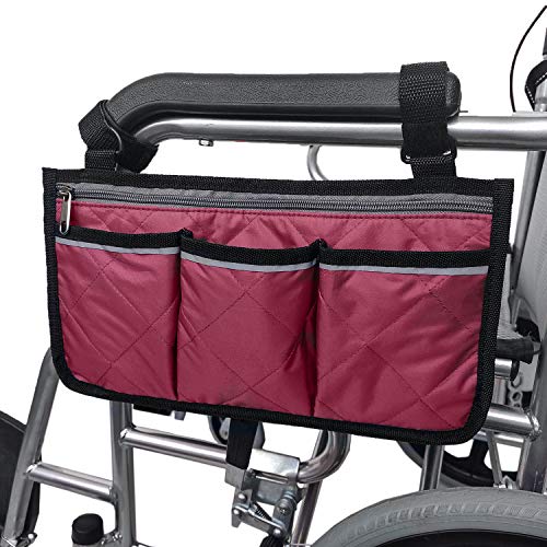 Wheelchair Side Bag with Pouches and Reflective Stripe, Wheelchair