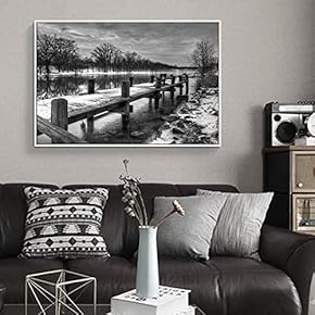 Floating Framed Canvas Wall Art for Living Room, Bedroom Black and White Bridge Canvas Prints for Home Decoration Ready to Hang - 16x24 inches