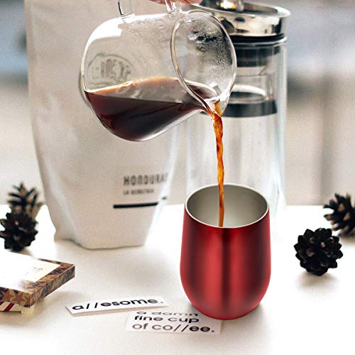 image for Insulated Wine Tumbler with Lid, Deedro 12 oz Double Wall Vacuum Insul