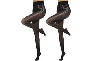 MANZI Shiny Pantyhose for Women 2 Pairs Shimmer Sheer Tights Ultra Silky