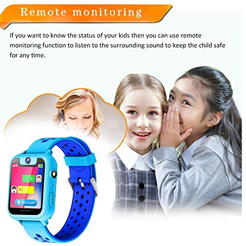 Kids Smartwatch with GPS Tracker Phone Remote Monitor Camera Touch Screen One Game Anti Lost Alarm Clock App Control by Parents for Children Boys Girls Christmas Holiday Birthday Gifts (01 S6 Blue)
