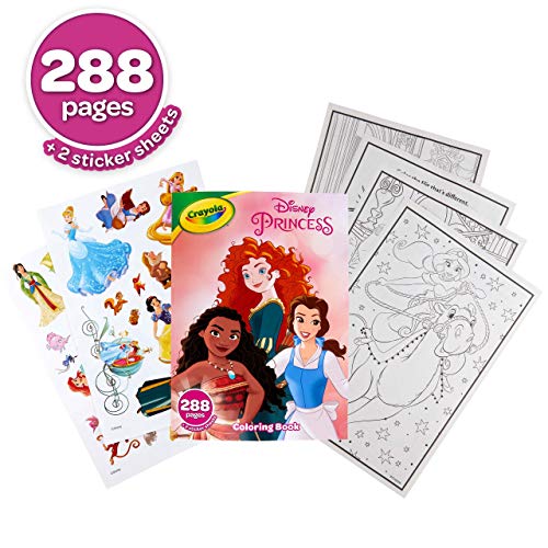 Crayola Disney Princess Coloring Book with Stickers, Gift for Kids, 288 Pages, Ages 3, 4, 5, 6 ...