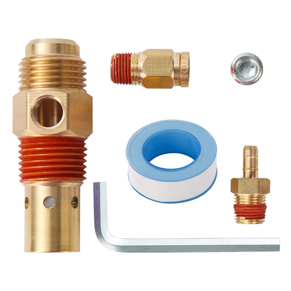 Photo 1 of 4PC Air Compressor Replacement Parts Brass 1/2" flare x 1/2 Inch MNPT Compressor in Tank Check Valve Kit with Three Different Unloader Tube Fittings 20 SCFM