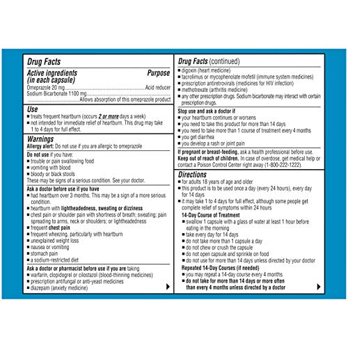 Zegerid OTC, Omeprazole 20mg + Sodium Bicarbonate, Heartburn Medicine, Acid Reducer, PPI, 24hr