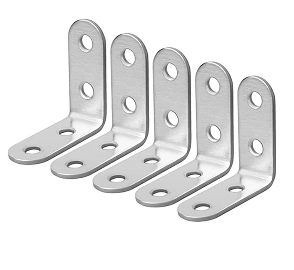 Merriway BH06675 Corner Brace Oval End Stainless Steel 65 x 65 x 20 x 3mm, Silver