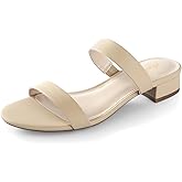 Ankis Women Black White Nude Clear Heels Sandals - 1 Inch Heels for Women Low Chunky Block Heels Comfortable Two Strap Open Toe Flat Sandals Shoe for Dressy Wedding Summer