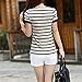 AsherFashion Women's Striped Short Sleeve Casual T-shirt Blouse 2 Colors