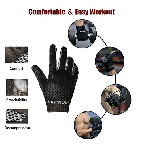 New Full Finger Workout Gloves,Gym Fitness, Weight Lifting Wrist Wraps Genuine Leather Palm Protection & Strong Grip,Quality Breathable Comfort Gloves,Cycling, Pull Ups,Cross Training for Men & Women - Thumbnail 4