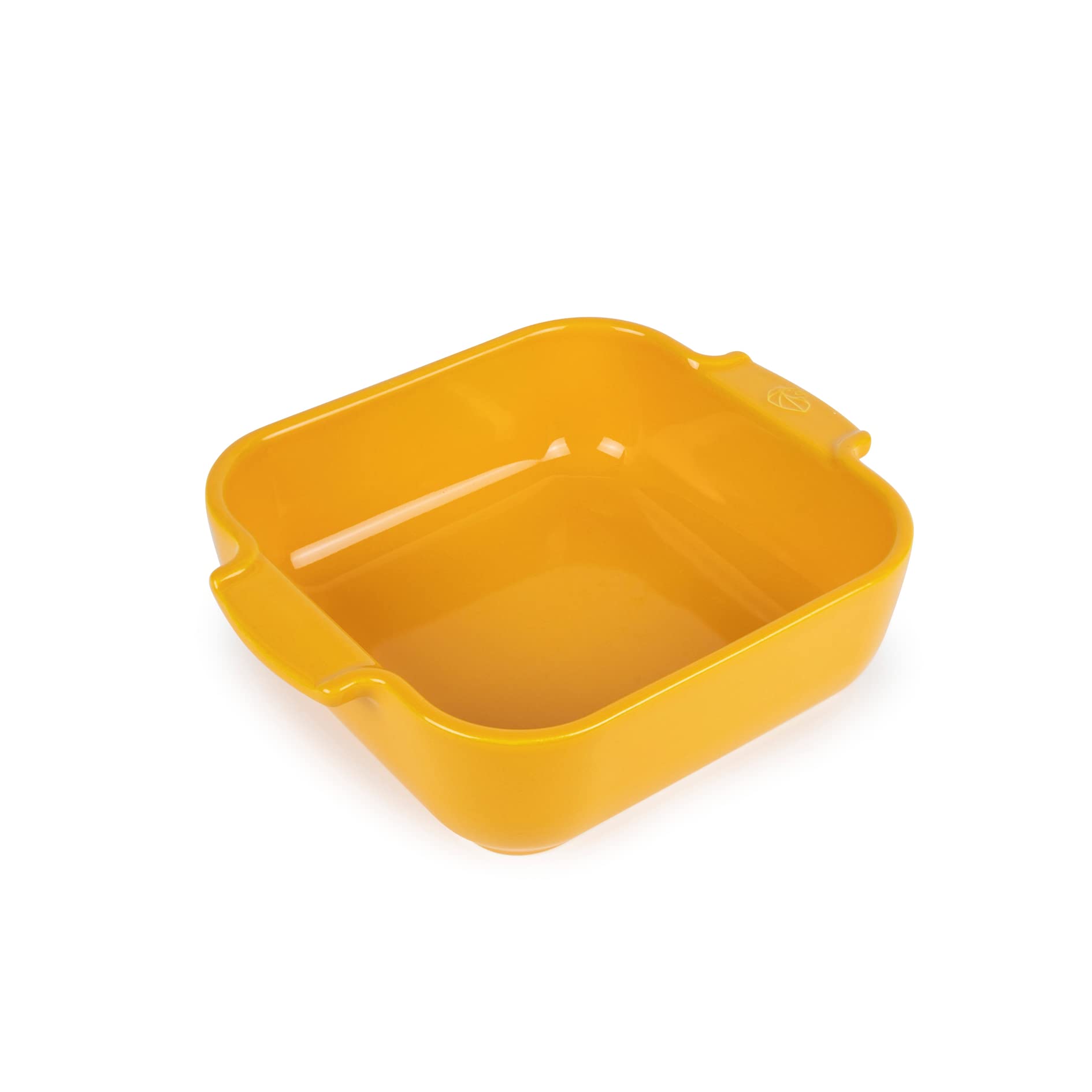 PEUGEOT - Square Ceramic Baking Dish - 21 cm (including handles) x 16.3 cm x 5.4 cm - Capacity: 1.1 L - 10 Year Guarantee - Made In France - Yellow Saffron Colour