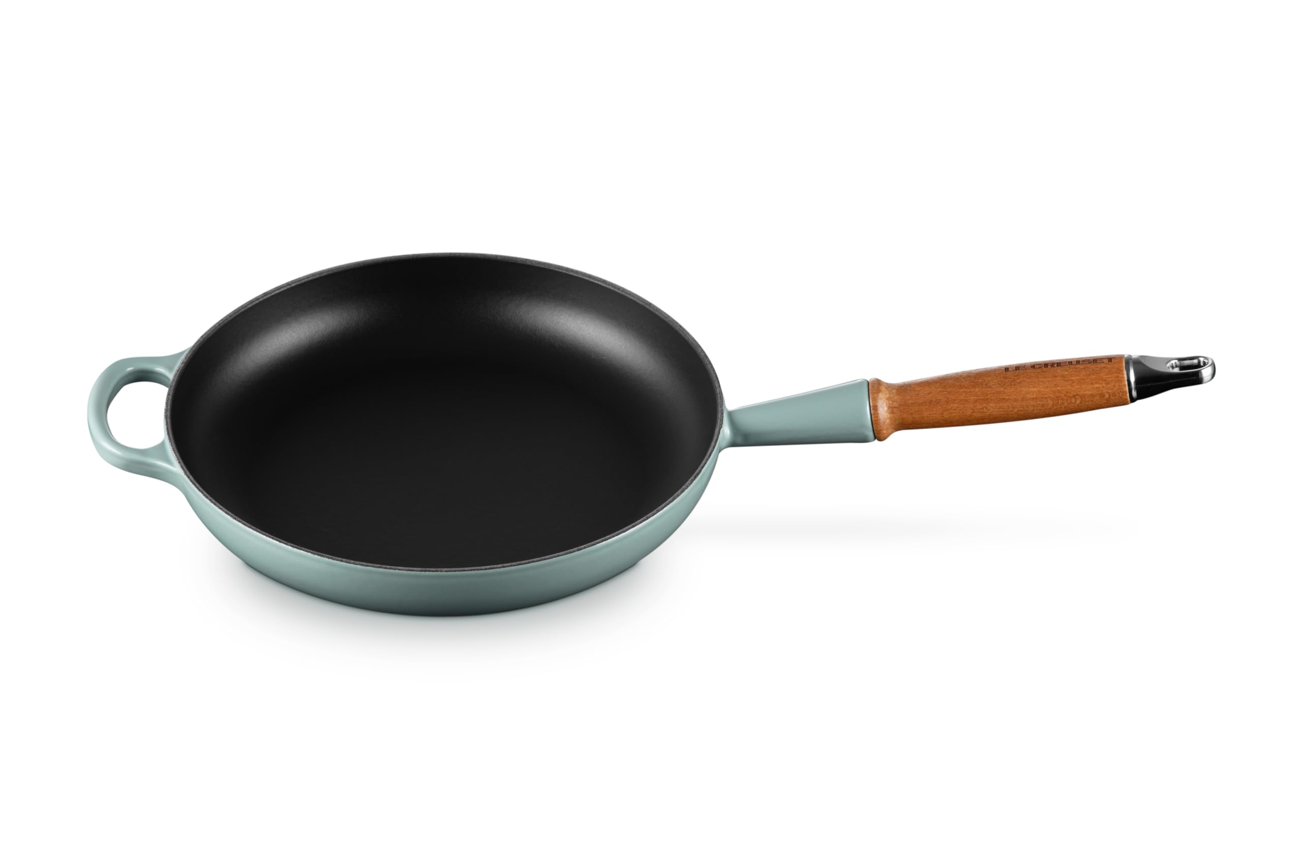 Le Creuset Enameled Cast Iron Alpine Wood Handle Fry Pan, 10.25", Sea