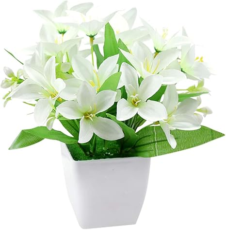 Amazon Riverbyland 造花 本物そっくり フラワーアレンジメント センターピース ホワイトリリー 造花 オンライン通販