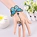 MEiySH Lolita Blue Butterfly Charm Lace Slave Bracelets with Ring fow Women
