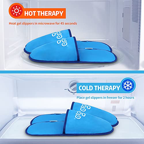 NEWGO Foot Ice Pack Slippers for Plantar Fasciitis, 2 Pack Gel Ice Packs for Foot Pain Relief