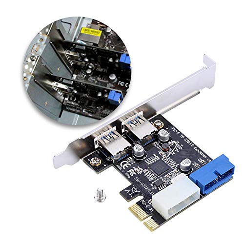 V BESTLIFE PCI-E to Smart 2 Ports USB3.0 Expansion Serial Card Adapter with Front 19PIN Interface, Support Windows XP 32/64, Windows 7 32/64, Windows8, Windows8.1, Windows10 Operating System