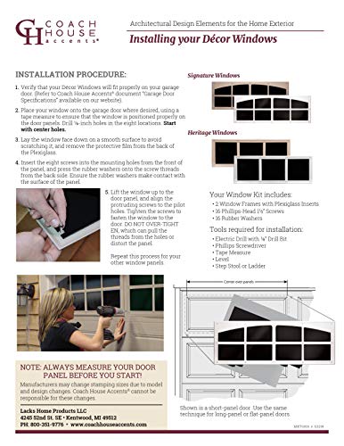 Coach House Accents Heritage Décor Simulated Garage Door Window (2 Windows per kit) (Sandstone) - Image 3