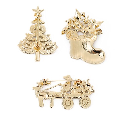 YSD Jewelry Christmas Brooch Pins Set Holiday Brooch Christmas Tree Snowman Xmas Pin Lot Party Favor Christmas Brooch Pin Set Gifts