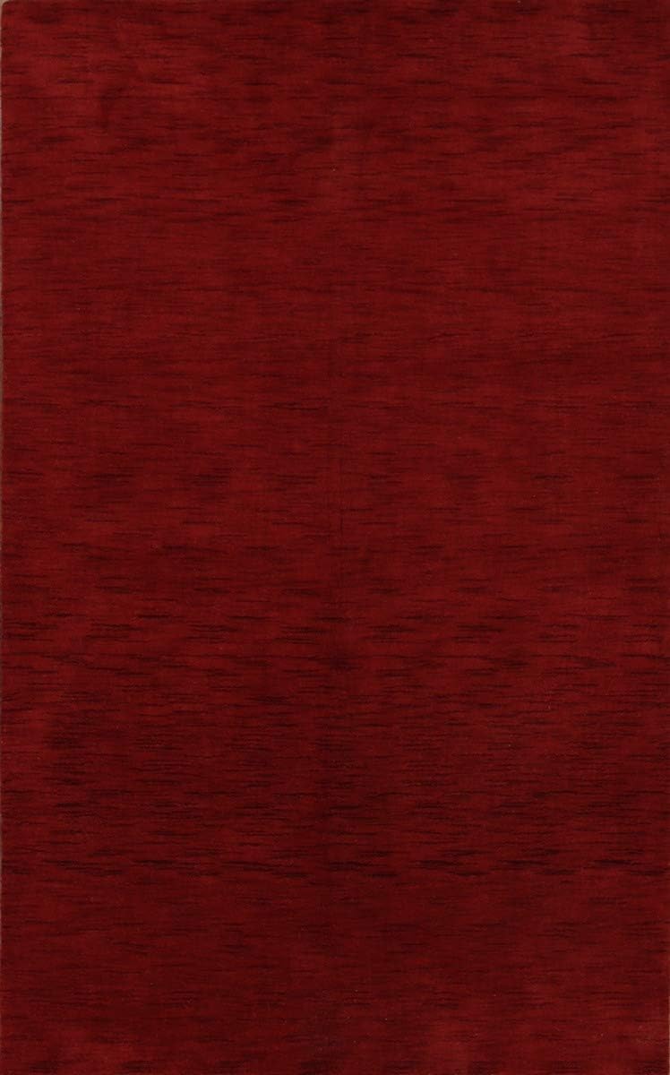 Abstract Gabbeh Contemporary Area Rug Wool Hand-Knotted Oriental Red Solid Carpet 5x8 (5' 0'' x 8' 0'')