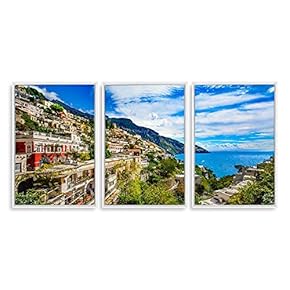 3 Piece Framed Canvas Wall Art for Living Room, Bedroom Italy City Landscape Canvas Prints for Modern Home Decoration Ready to Hang - 16"x24"x3 Panels