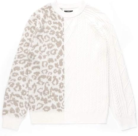 Amazon Stampd スタンプド ニット メンズ Cheetah Blocked Sweater オフホワイト Sla M2268kw ケーブル レオパード クルーネック ストリート L オフホワイト セーター 通販