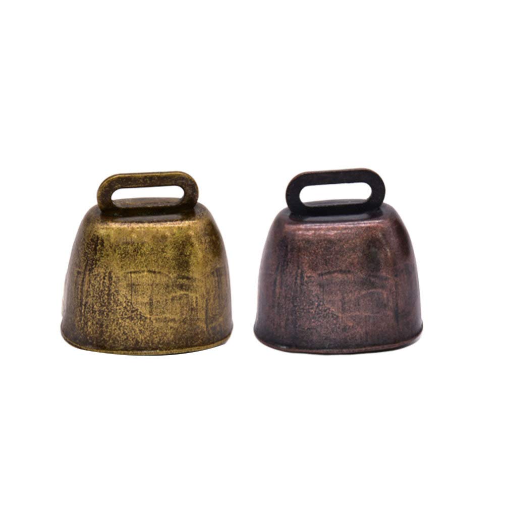 Milisten Bells for Crafts 2pcs Cow Bells Long Distance Horse Sheep Iron Bells Cattle Loud Farm Animal Grazing Bell Bronze Red Bronze Style Small Bell