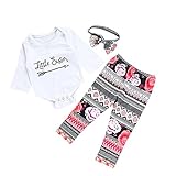 Little Big Sister Matching Clothes Romper T-shirt + Floral Pant + Headband Outfits Set (0-6M, Little Sister)