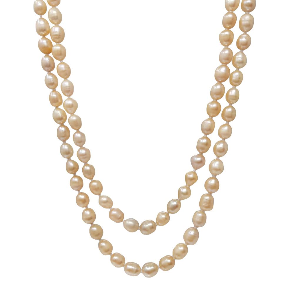 TreasureBay Women's Long Pearl Necklace | 7-8mm Freshwater Pearl Multi Layers Necklace (Pink) — image 1