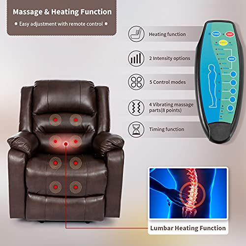 Vicluke Breath Leather Power Lift Recliner Chair with Massage and Heat for Elderly, Electric
