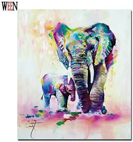 QIUXIA Elephant Family Pictures Watercolor Paintings Abstract Wall Art Animal Canvas Print Poster Cuadros Decoracion Best Gift