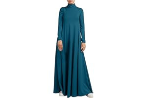 MFNDVD Womens Casual Maxi Dress Long Sleeve Mock Neck Robe Abaya Muslim Ramadan Dress Flowy Maxi Dress Islamic Evening Gown