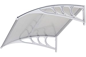 Imseigo 40"x 30" Polycarbonate Window Door Awning Canopy Transparent with ABS Bracket,Front Door Outdoor Awning Canopy UV Rain Snow Protection Hollow Sheet (40"x 30", Transparent with White Bracket)