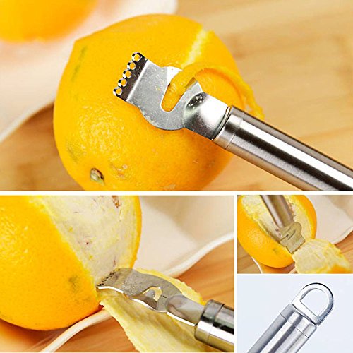 Genenic 2 Pack Stainless Steel Lemon Zester Grater with Channel Knife and Hanging Loop