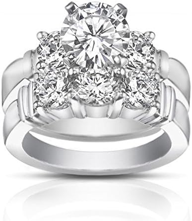 2.00 ct Women's Round Cut Diamond Engagement Ring with Wedding Band Set in 18 kt White Gold