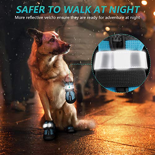 CASLON Dog Boots Waterproof Shoes for Dogs with Reflective Strips Rugged, Anti-Slip Sole Breathable Dog Booties 4PCS (Size 7: 3.1\
