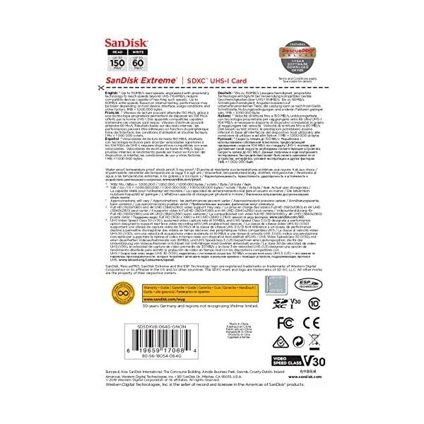 SanDisk Extreme 64GB SDXC Memory Card up to 150MB/s, Class 10, U3, V30 – Bild 6