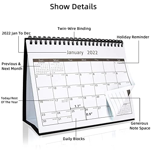 Calendar 2022 Small Desk Calendar 2022, 8" x 6" Standing Desk