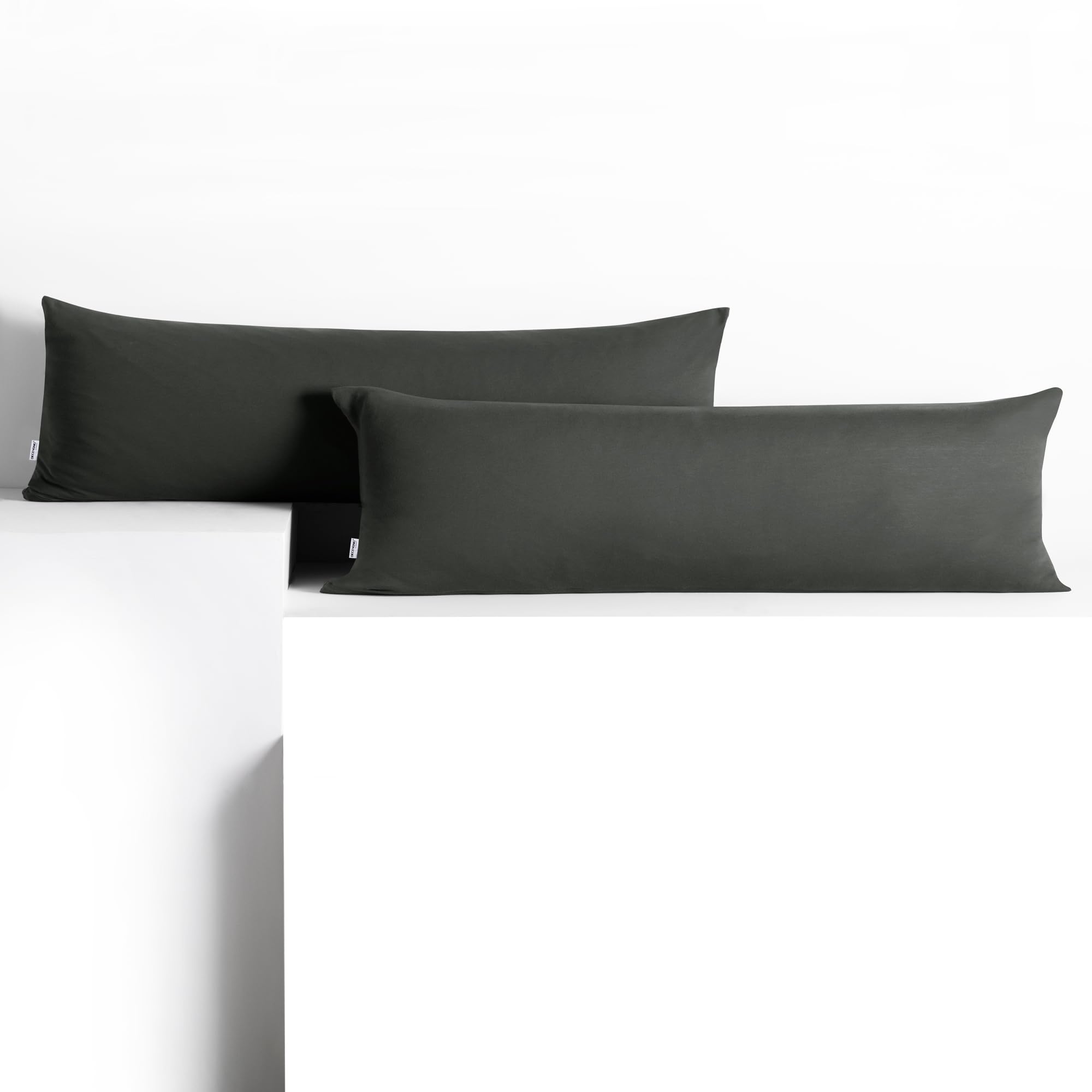 DecoKing 2 Pillowcases 40 x 145 cm Jersey 100% Combed Cotton Zip Graphite Amber