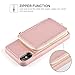 ZVE Wallet Case for iPhone Xs Max with Credit Card Holder Slot Leather Wallet Zipper Pocket Purse Handbag Wrist Strap Case for Apple iPhone Xs Max - 6.5 inch 2018 - Rose Gold