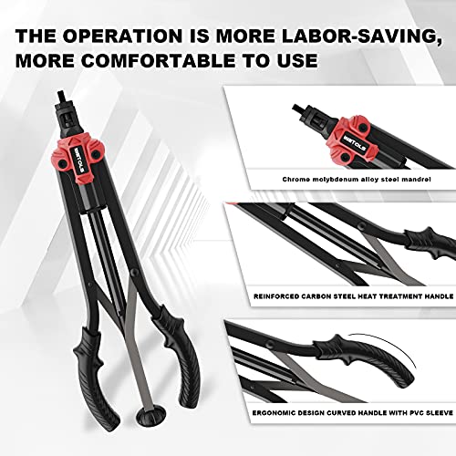 WETOLS 17" Rivet Nut Tool, Hand Rivet Tool Kit with 11 Metric & SAE